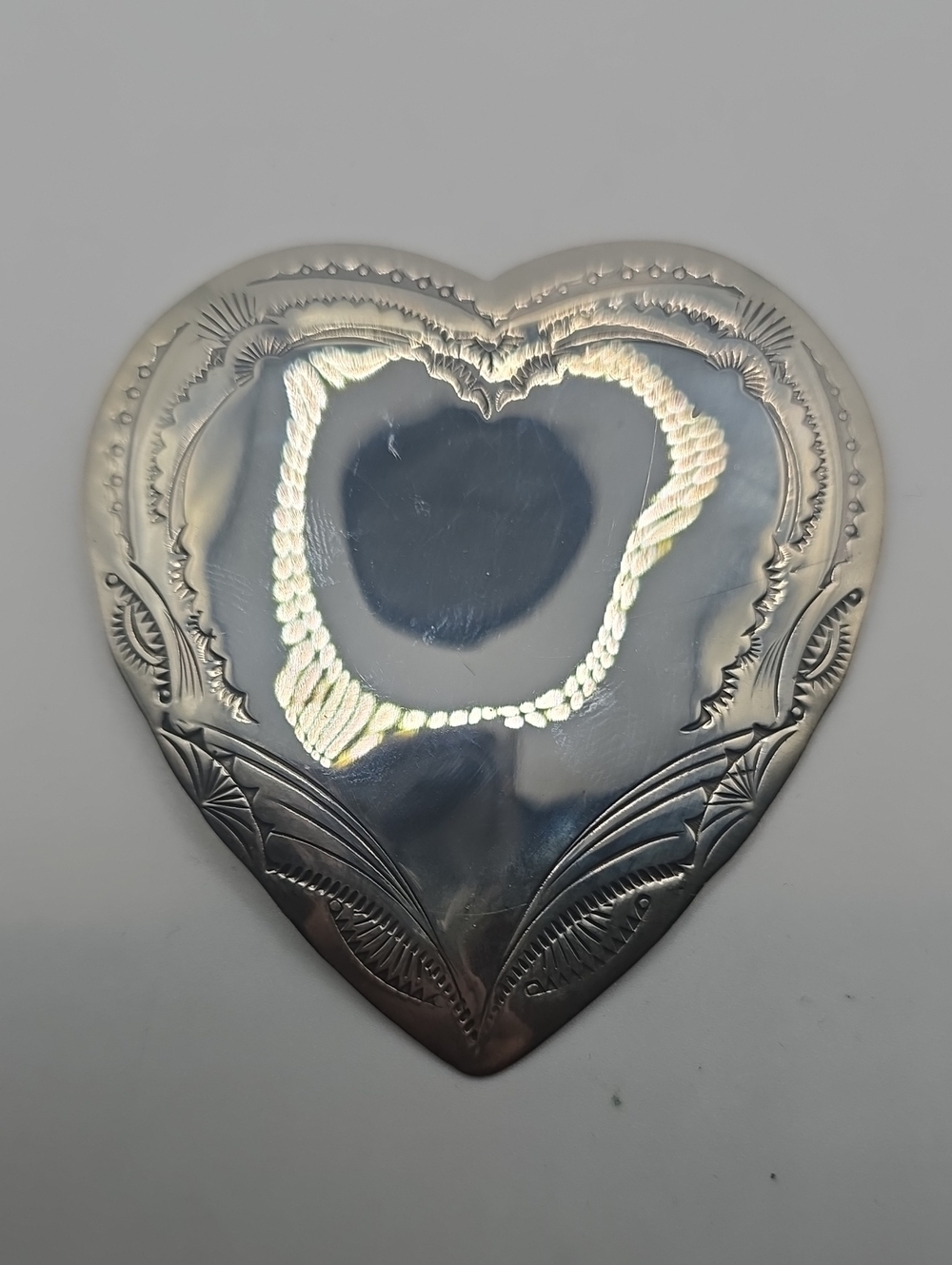 Joan Slifka Large Sterling Silver Handcrafted Silver Heart Pendant Brooch